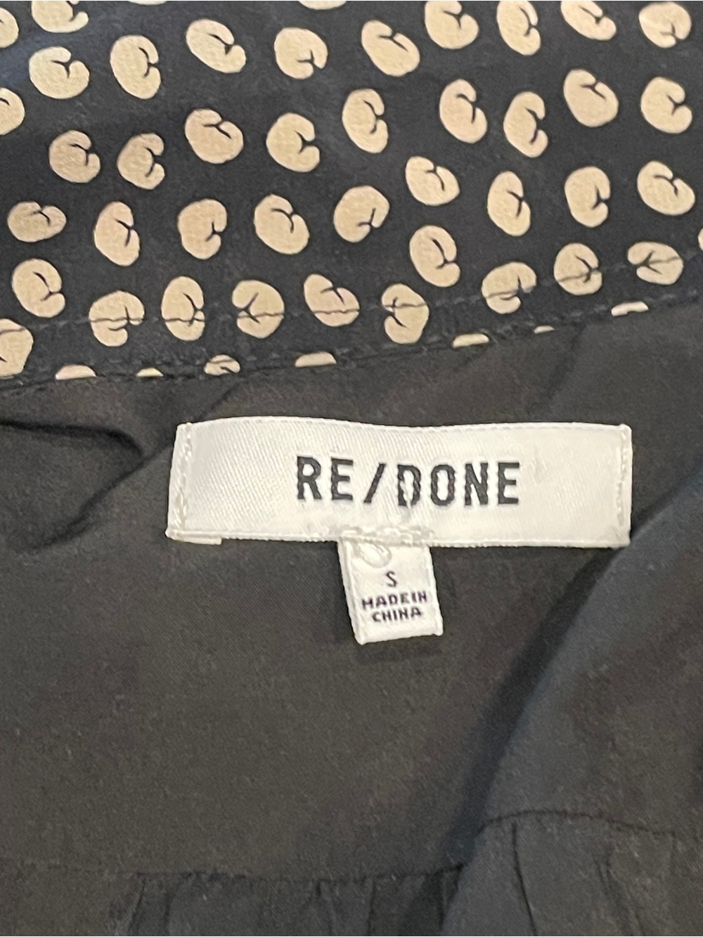Re/Done Black and White Polka Dot Long Sleeve Shirt Dress - Picture 5 of 7